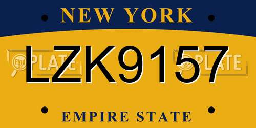 LZK9157 New York License Plate