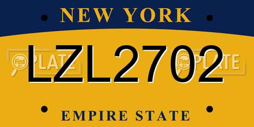 LZL2702 New York License Plate