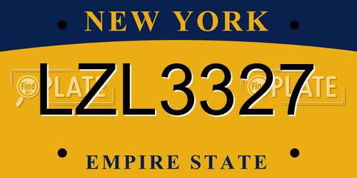 LZL3327 New York License Plate