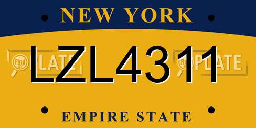 LZL4311 New York License Plate