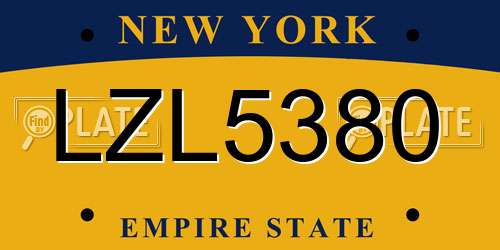 LZL5380 New York License Plate