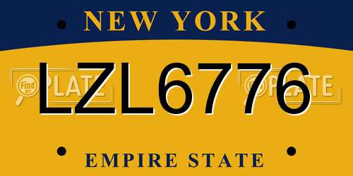LZL6776 New York License Plate