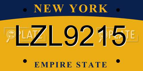 LZL9215 New York License Plate