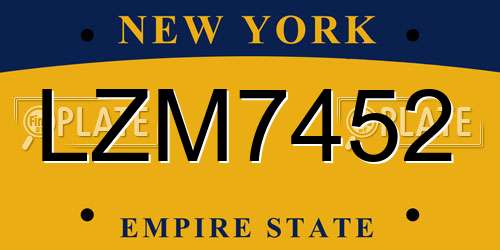 LZM7452 New York License Plate