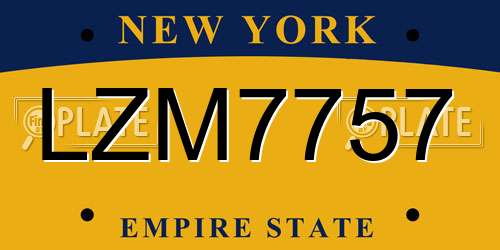 LZM7757 New York License Plate