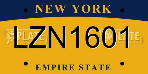 LZN1601 New York License Plate