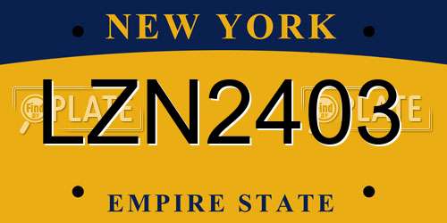 LZN2403 New York License Plate