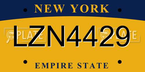 LZN4429 New York License Plate