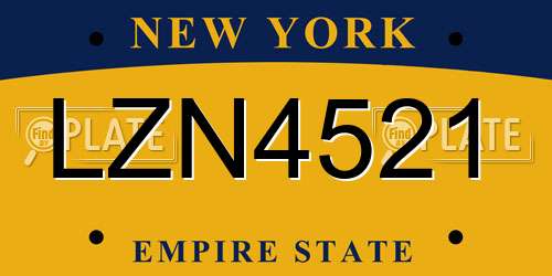 LZN4521 New York License Plate