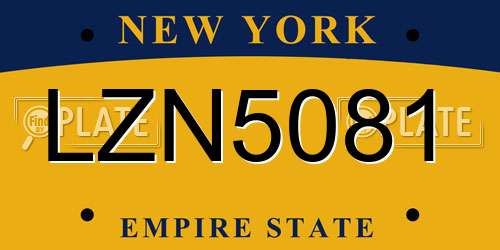 LZN5081 New York License Plate
