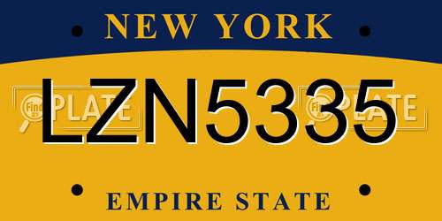 LZN5335 New York License Plate