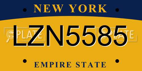 LZN5585 New York License Plate