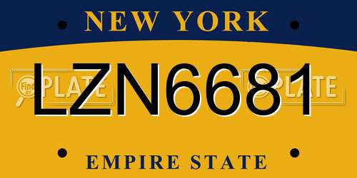 LZN6681 New York License Plate