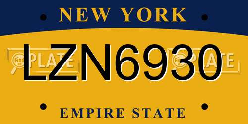 LZN6930 New York License Plate