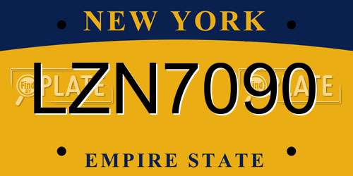 LZN7090 New York License Plate