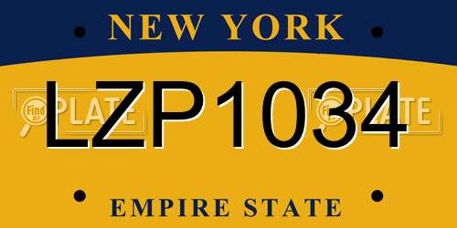 LZP1034 New York License Plate