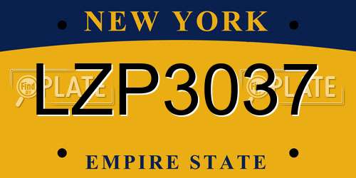 LZP3037 New York License Plate