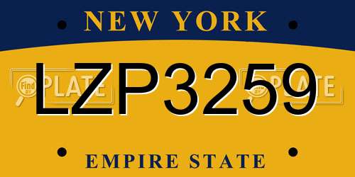 LZP3259 New York License Plate