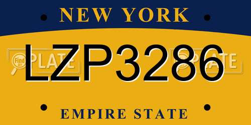 LZP3286 New York License Plate