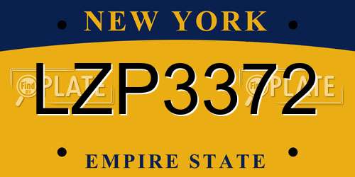 LZP3372 New York License Plate
