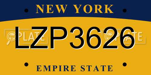 LZP3626 New York License Plate