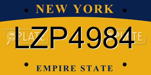LZP4984 New York License Plate