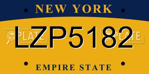 LZP5182 New York License Plate