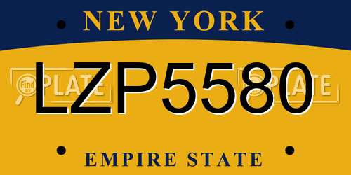 LZP5580 New York License Plate