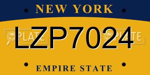 LZP7024 New York License Plate