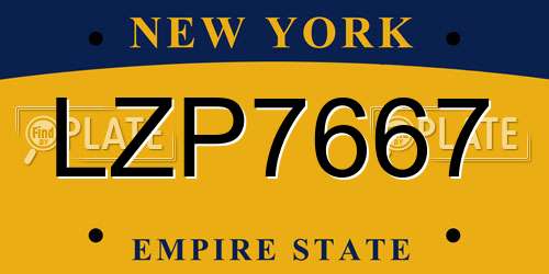LZP7667 New York License Plate