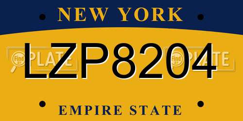 LZP8204 New York License Plate