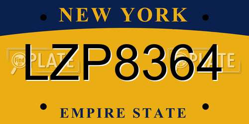 LZP8364 New York License Plate
