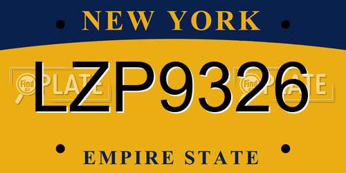 LZP9326 New York License Plate