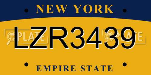LZR3439 New York License Plate