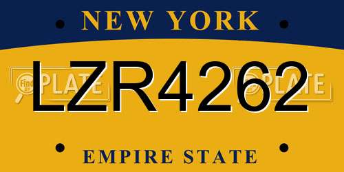 LZR4262 New York License Plate