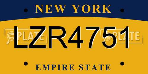 LZR4751 New York License Plate