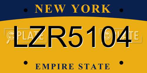 LZR5104 New York License Plate