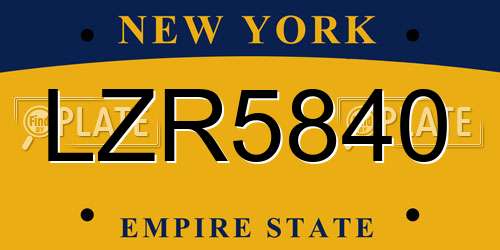 LZR5840 New York License Plate