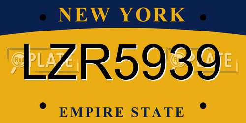 LZR5939 New York License Plate