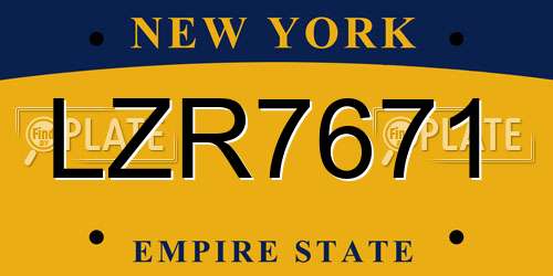 LZR7671 New York License Plate