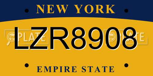 LZR8908 New York License Plate