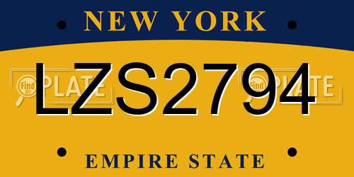 LZS2794 New York License Plate