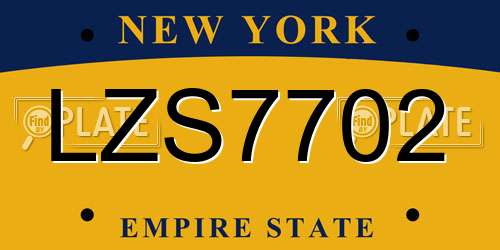 LZS7702 New York License Plate