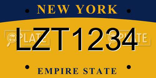 LZT1234 New York License Plate