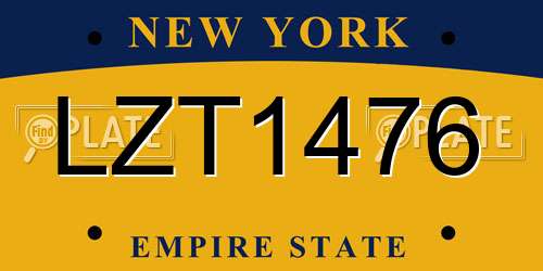 LZT1476 New York License Plate