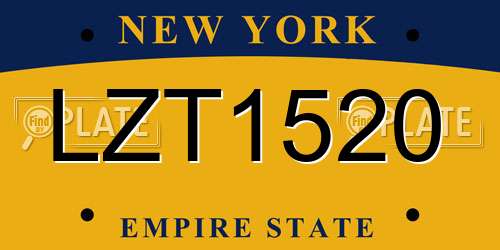 LZT1520 New York License Plate