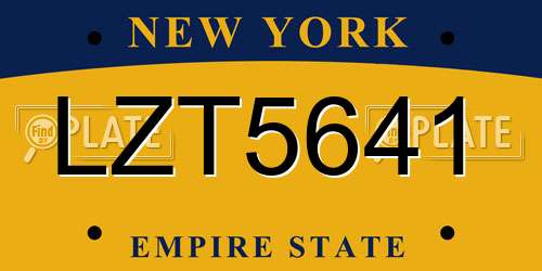 LZT5641 New York License Plate