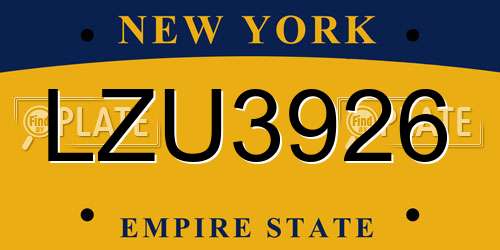 LZU3926 New York License Plate