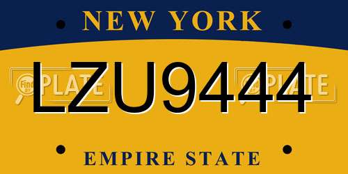 LZU9444 New York License Plate