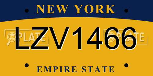 LZV1466 New York License Plate
